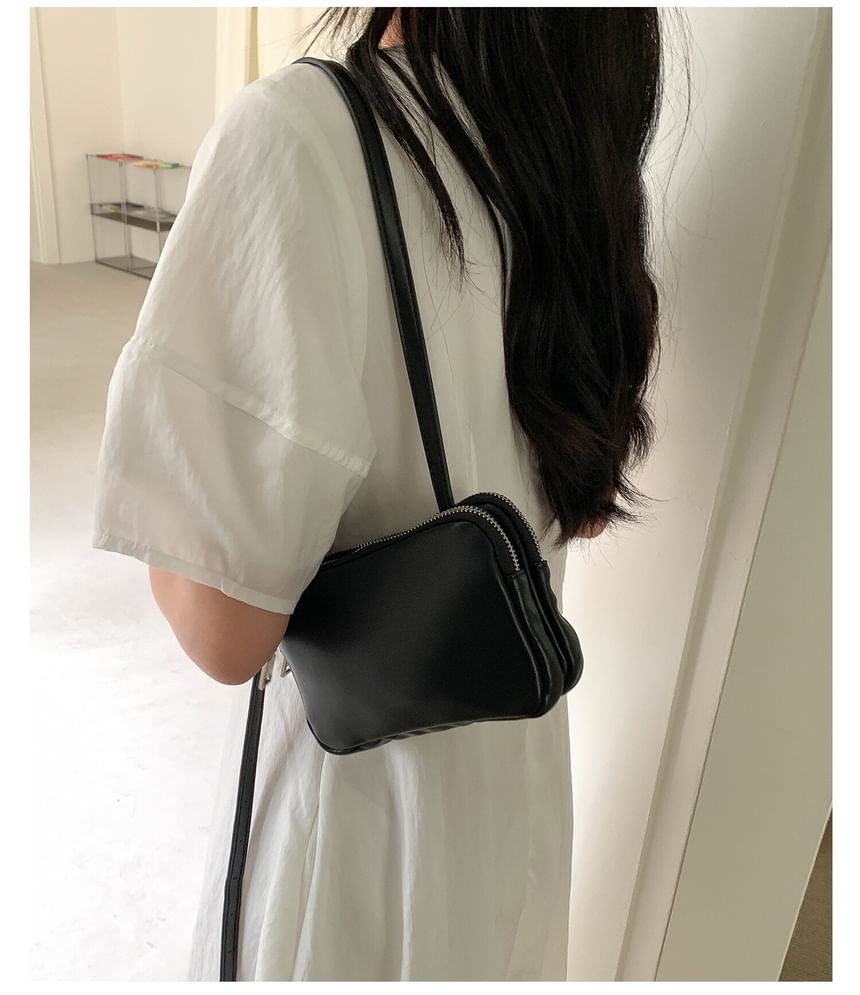 Plain Boxy Faux Leather Shoulder Bag