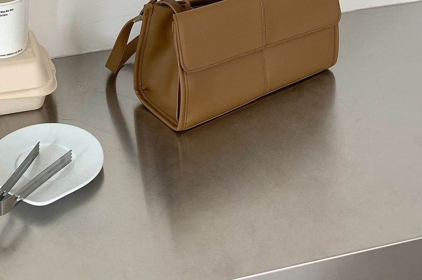 Structured Faux Leather Shoulder Bag