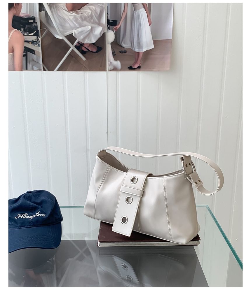 Grommet Faux Leather Shoulder Bag