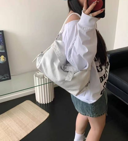 Buckled Faux Leather Shoulder Bag