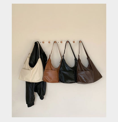 Side Panel Faux Leather Hobo Bag