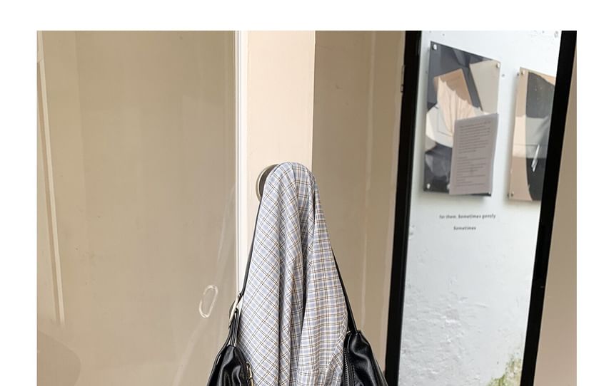 Side Panel Faux Leather Hobo Bag