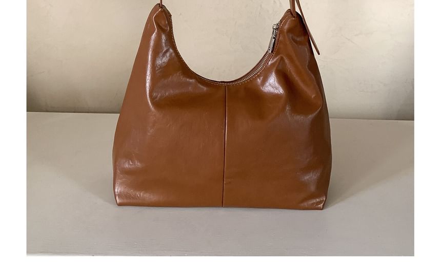Side Panel Faux Leather Hobo Bag