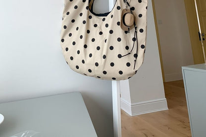 Polka Dot Fabric Tote Shoulder Bag