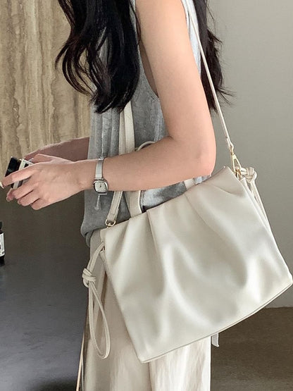 Shirred Faux Leather Handbag