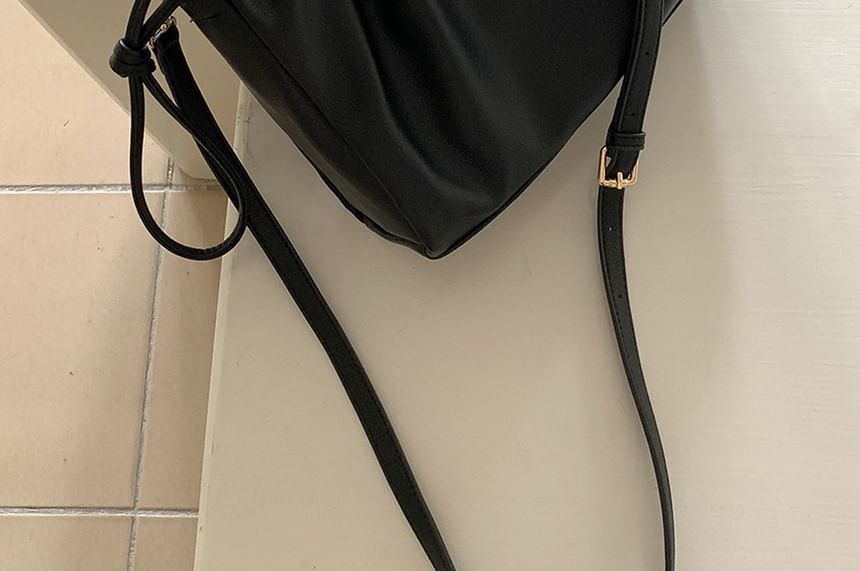 Shirred Faux Leather Handbag