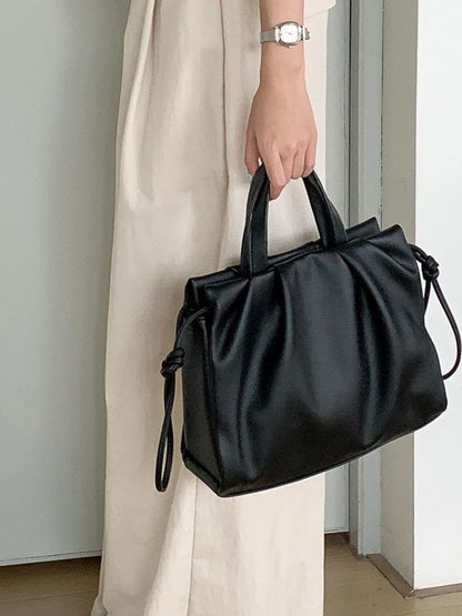 Shirred Faux Leather Handbag