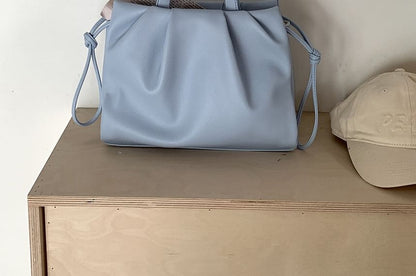 Shirred Faux Leather Handbag