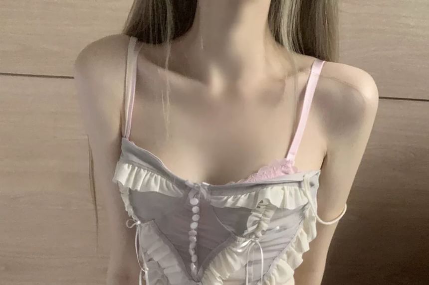 Frill-Trimmed V-Neck Camisole
