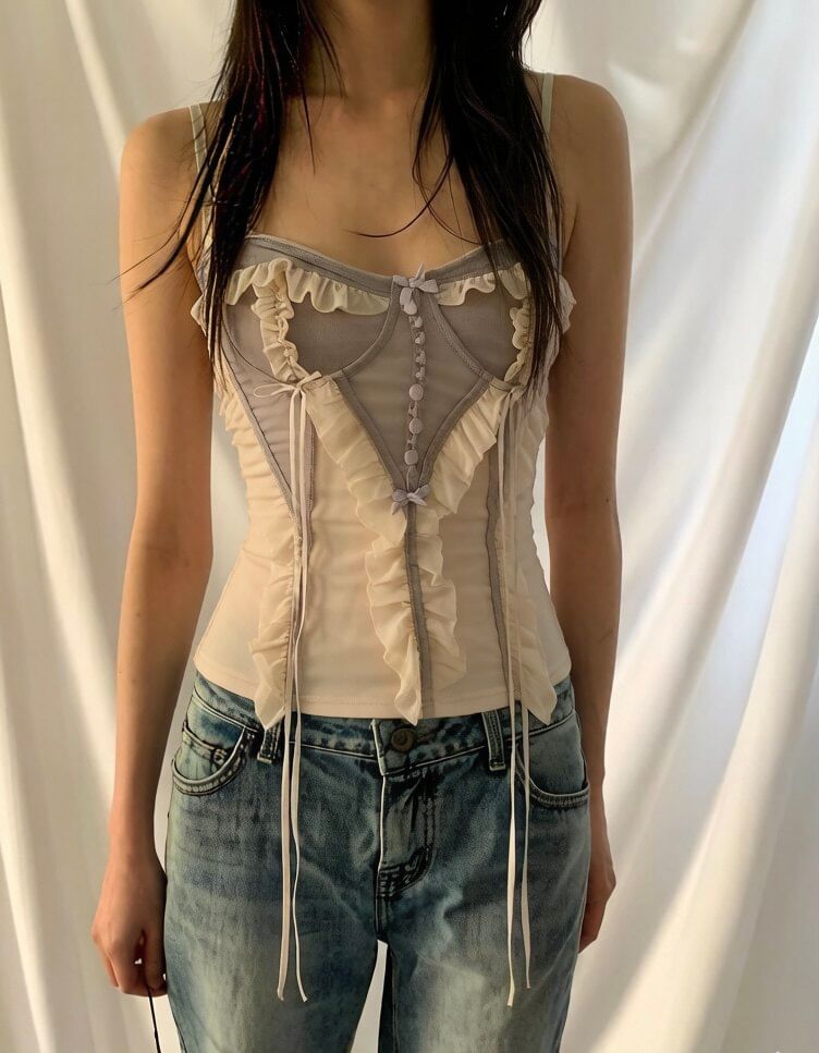 Frill-Trimmed V-Neck Camisole