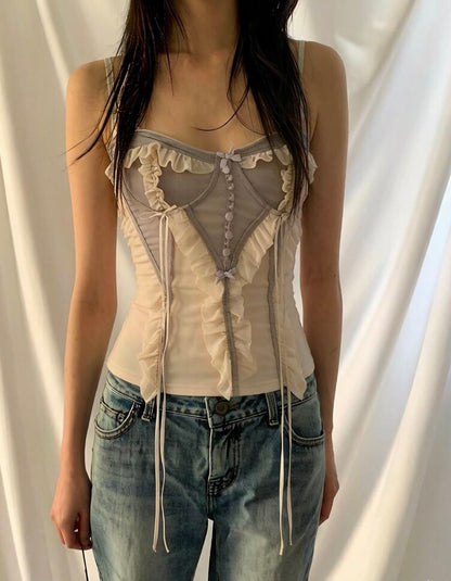 Frill-Trimmed V-Neck Camisole