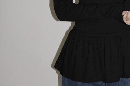 Off-Shoulder Ruffle Long-Sleeve Top