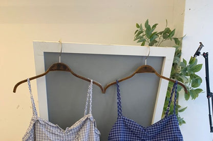 Plaid Ruffle Sweetheart Neckline Camisole