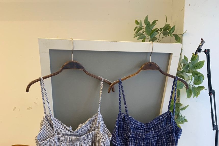 Plaid Ruffle Sweetheart Neckline Camisole