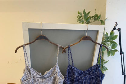 Plaid Ruffle Sweetheart Neckline Camisole