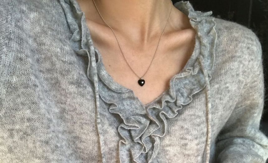 Ruffled Long-Sleeve V-Neck Knit Top