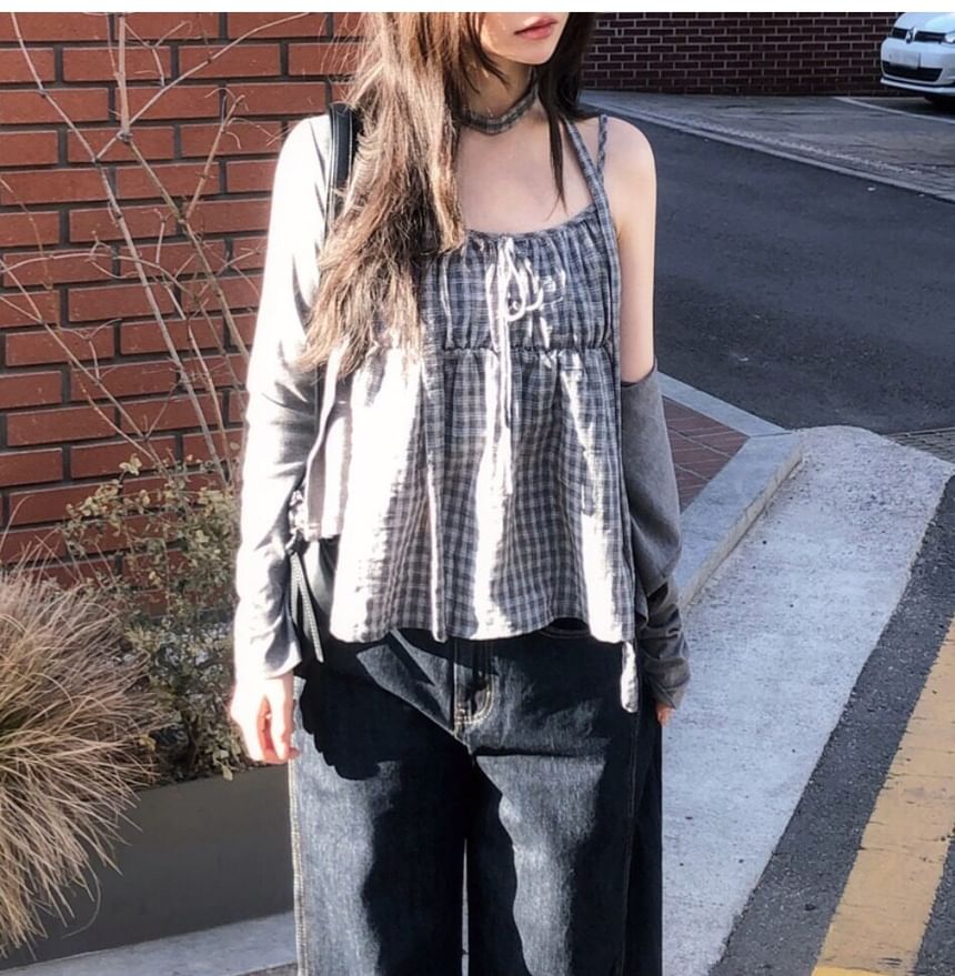 Flowy Checkered Camisole