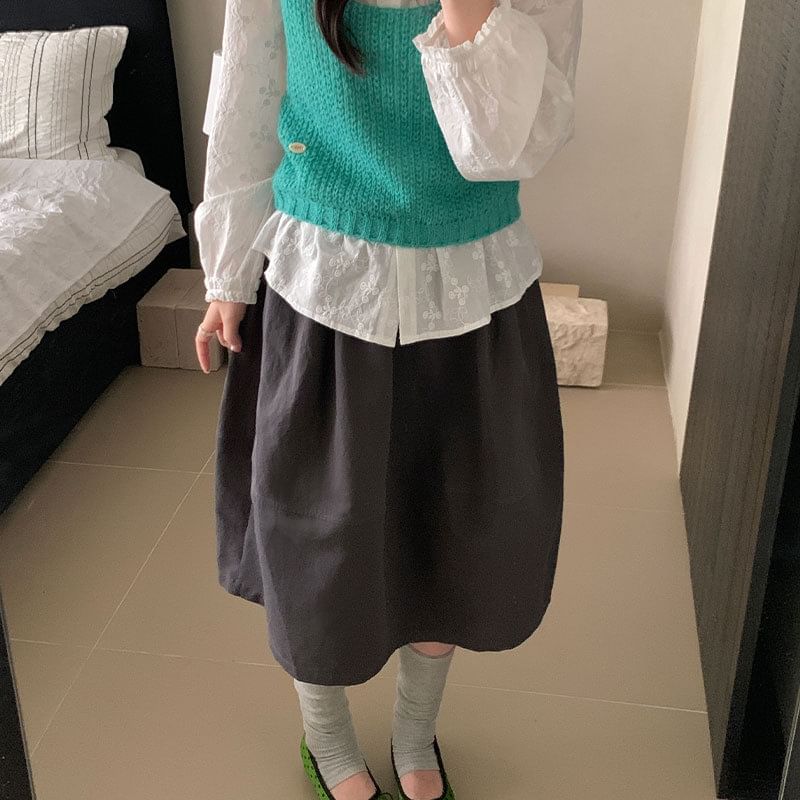 Solid High Waist A-Line Skirt - Altfashion Shop