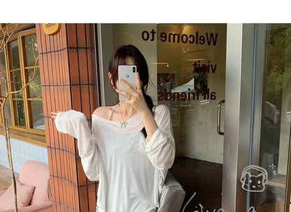 Extended Sleeve Single-Shoulder Minimalist Loose Tee