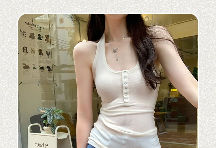 Henley Minimalist Halter Neck Top