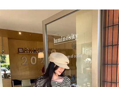 Extended Sleeve Asymmetric Collar Striped Shirt