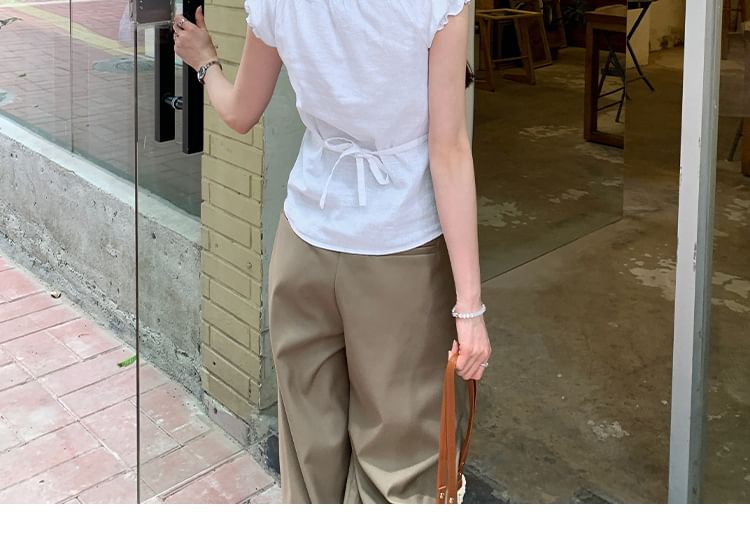 Puffed Sleeve Henley Solid Shirt