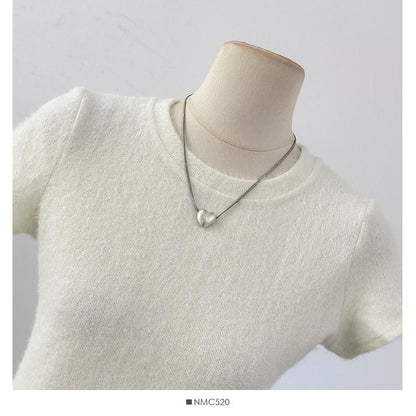 Short Sleeve Round Collar Minimalist Ruffled Asymmetric Top