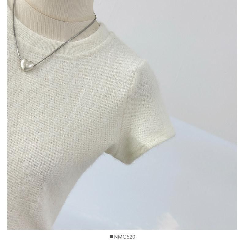 Short Sleeve Round Collar Minimalist Ruffled Asymmetric Top