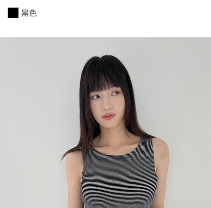 Round Neck Striped Sleeveless Top