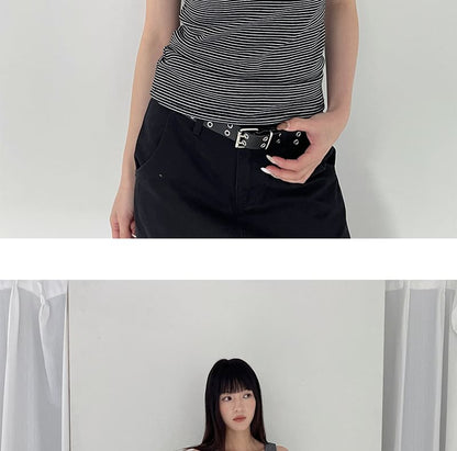 Round Neck Striped Sleeveless Top