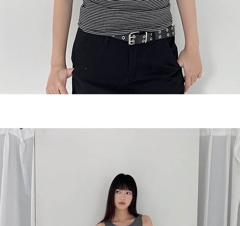 Round Neck Striped Sleeveless Top