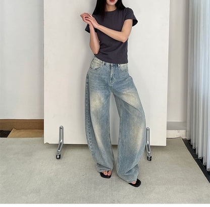 Short Sleeve Round Collar Minimalist Fitted Tee