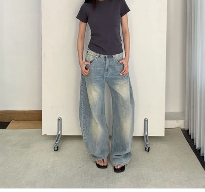 Short Sleeve Round Collar Minimalist Fitted Tee