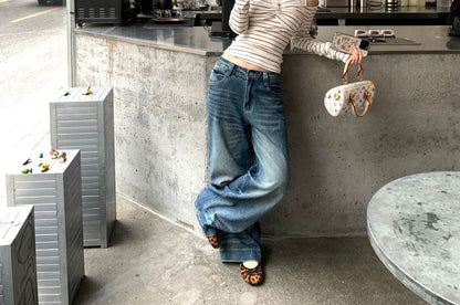 Cold-Shoulder Striped Ruched Long-Sleeve Top