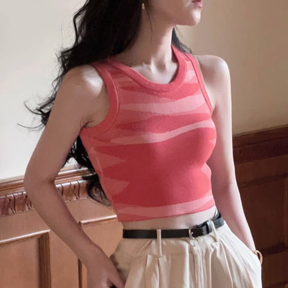 U-Neck Cropped Knit Tank