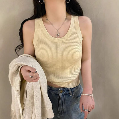 Striped U-Neck Knit Tank