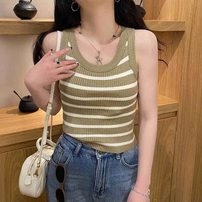 Striped U-Neck Knit Tank