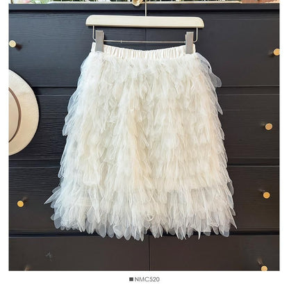 Tiered Mesh Mini Skirt - Altfashion Shop