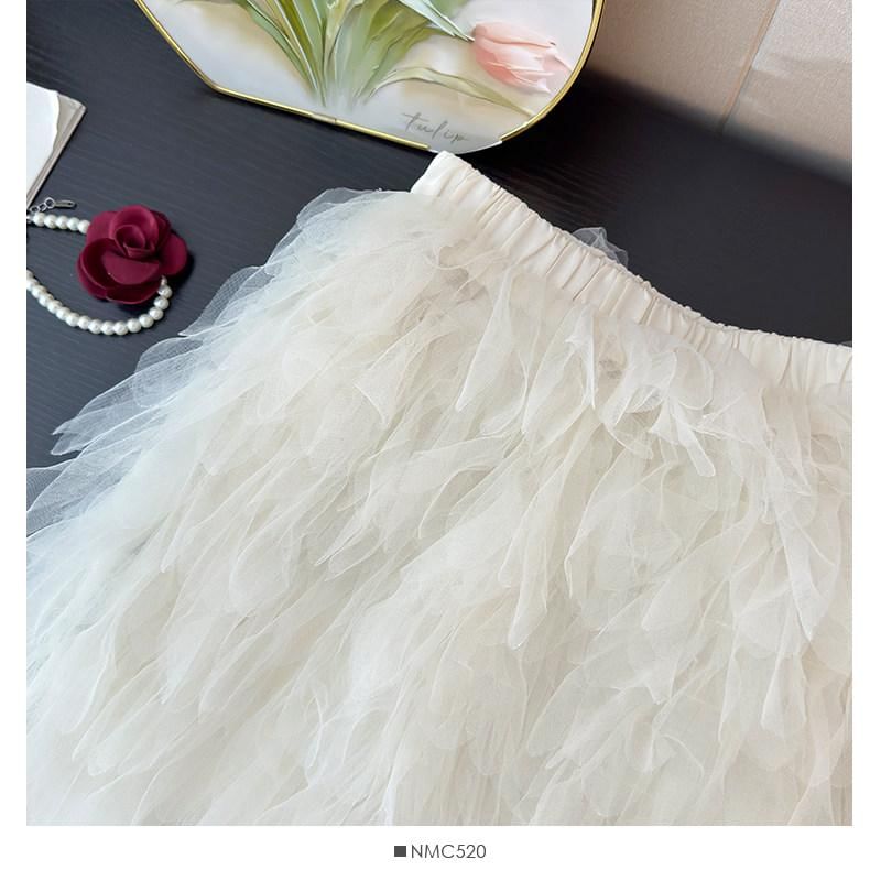 Tiered Mesh Mini Skirt - Altfashion Shop