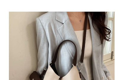 Two Tone Faux Leather Shoulder Bag