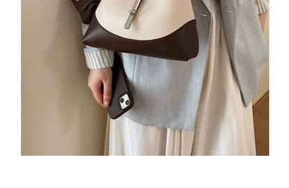 Two Tone Faux Leather Shoulder Bag