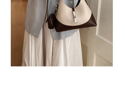 Two Tone Faux Leather Shoulder Bag