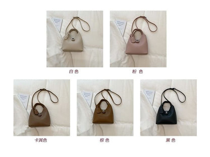 Set: Faux Leather Plain Handbag + Pouch
