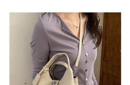 Set: Faux Leather Plain Handbag + Pouch
