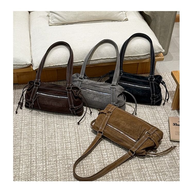 Faux Leather Contrast Stitching Shoulder Bag
