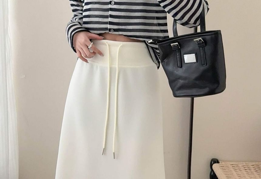 Drawstring Maxi A-Line Skirt - Altfashion Shop