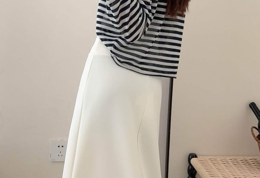 Drawstring Maxi A-Line Skirt - Altfashion Shop