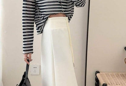 Drawstring Maxi A-Line Skirt - Altfashion Shop