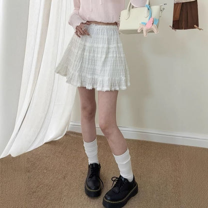 Plaid Mini A-Line Skirt - Altfashion Shop