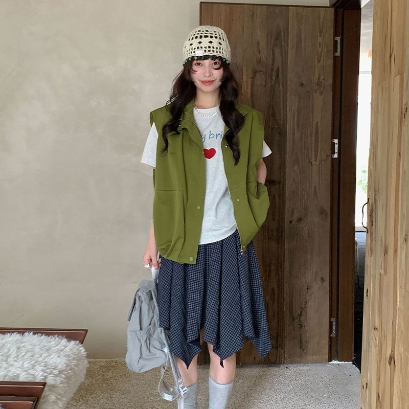 Asymmetrical Plaid A-Line Skirt - Altfashion Shop